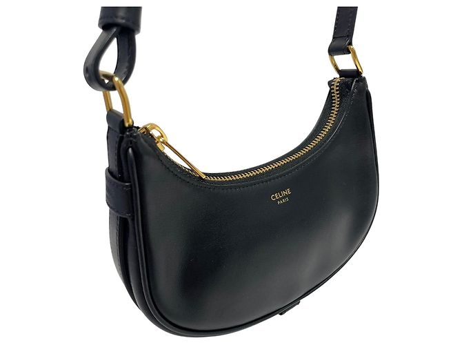 Céline Mini borsa hobo e borsa a tracolla Ava in pelle di vitello liscia nera Nero - vista 3