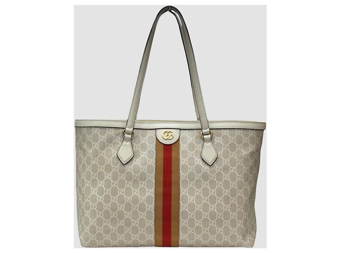 Gucci Bolso Tote Mediano GG Supreme Ophidia Web Beige Castaño - vista 2