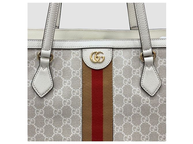 Gucci Bolso Tote Mediano GG Supreme Ophidia Web Beige Castaño - vista 3