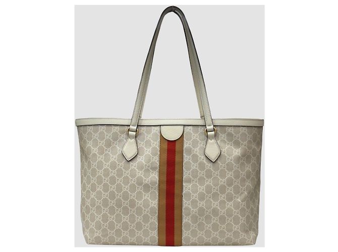 Gucci Bolso Tote Mediano GG Supreme Ophidia Web Beige Castaño - vista 8