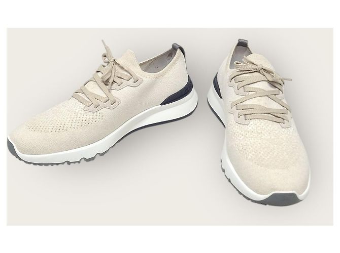 Brunello Cucinelli Ivory Knit Cotton Runner Sneaker Weiß - Ansicht 3