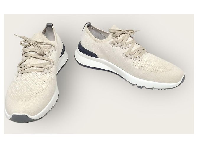 Brunello Cucinelli Ivory Knit Cotton Runner Sneaker Weiß - Ansicht 4
