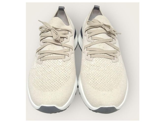 Brunello Cucinelli Ivory Knit Cotton Runner Sneaker Weiß - Ansicht 6