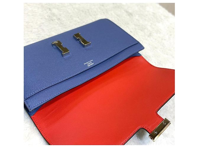 Hermès Cartera Long Constance Silver Stamp Azul - vista 4