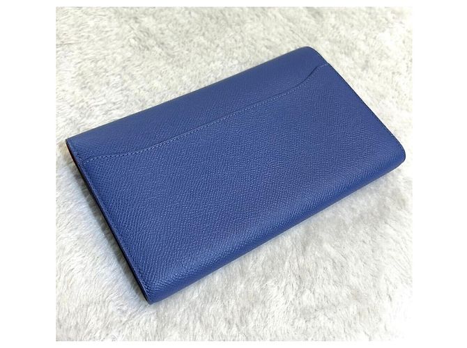 Hermès Cartera Long Constance Silver Stamp Azul - vista 5
