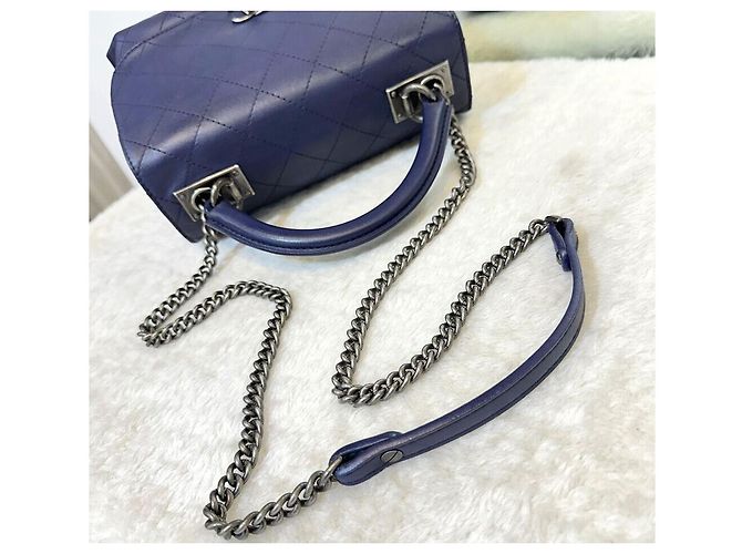Chanel Bolsa Coco Flap em couro clássico Coleção Navy Azul - vista 6