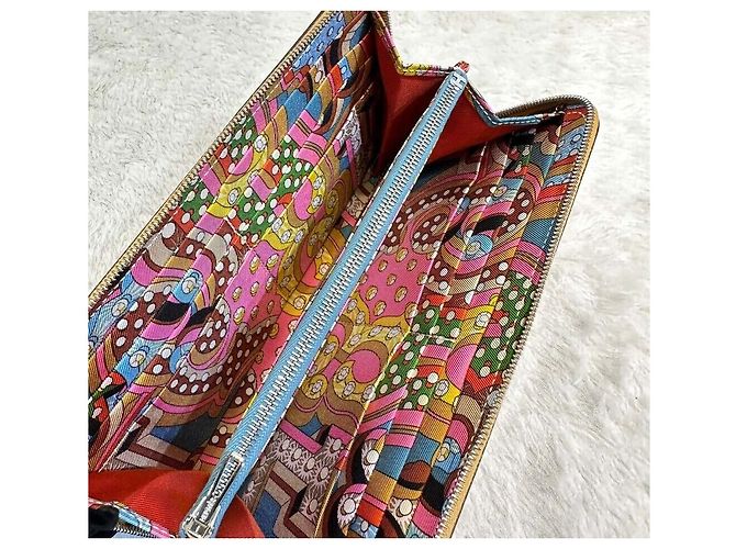 Hermès Cartera Larga de Seda Stamp Multicolor - vista 6