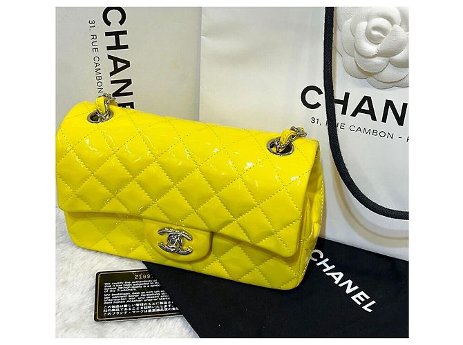 Chanel Serie di borse a tracolla Classic New Mini Yellow Silver brevettata Giallo - vista 7