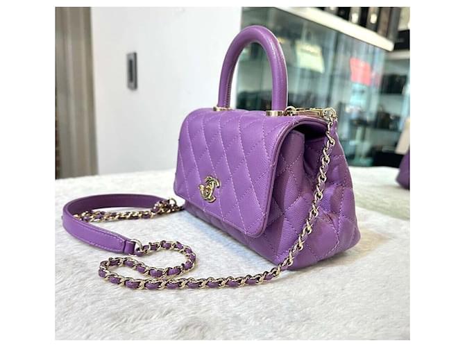 Chanel Caviar Coco Handle Mini Purple Púrpura - vista 4