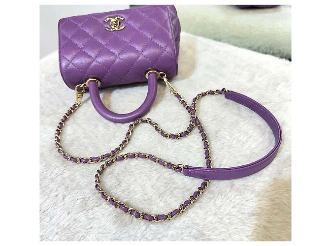 Chanel Caviar Coco Handle Mini Purple Púrpura - vista 6