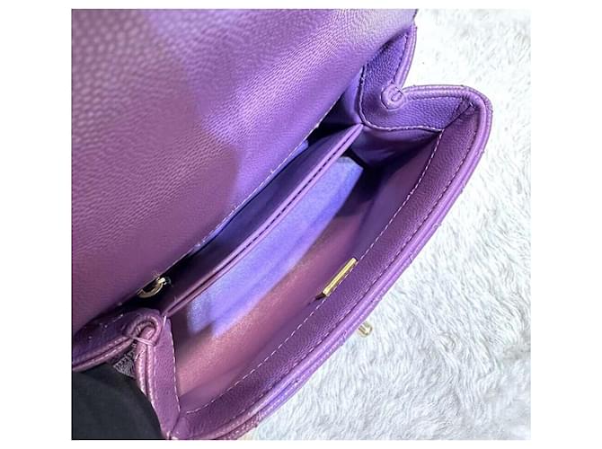 Chanel Caviar Coco Handle Mini Purple Púrpura - vista 7