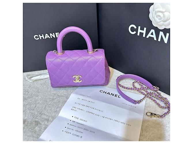 Chanel Caviar Coco Handle Mini Purple Púrpura - vista 8