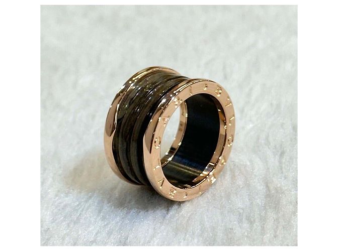 Bulgari Limited Wood Ring Pink Gold Brown Marble - view 2
