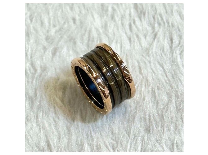 Bulgari Limited Wood Ring Pink Gold Brown Marble - view 3