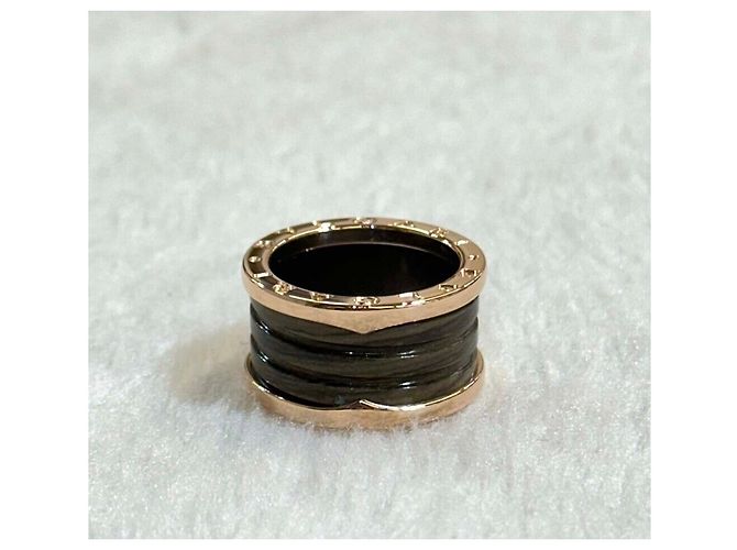 Bulgari Limited Wood Ring Pink Gold Brown Marble - view 5