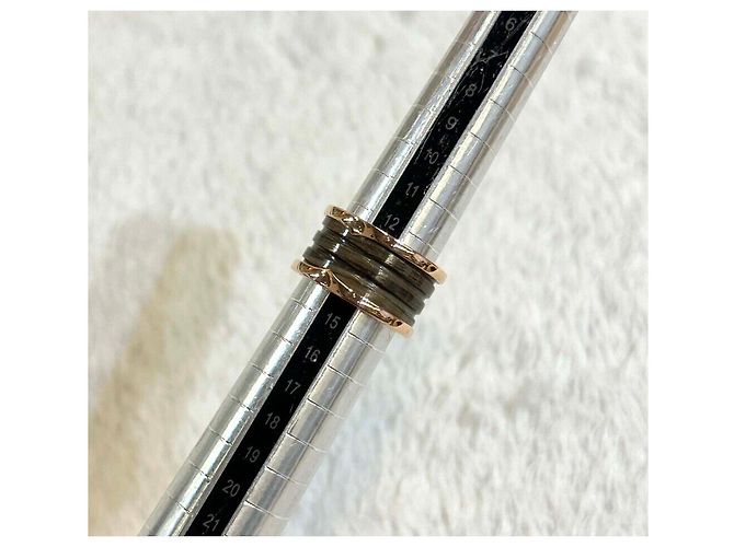 Bulgari Limited Wood Ring Pink Gold Brown Marble - view 6
