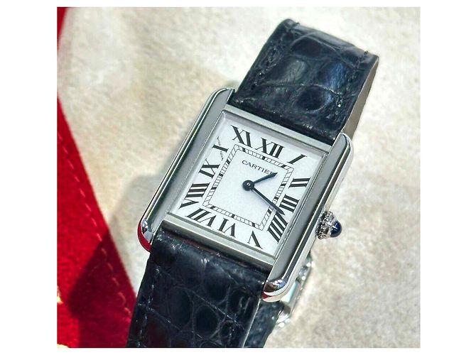 Cartier Relógio Steel Tank Solo com pulseira de couro Multicor - vista 2