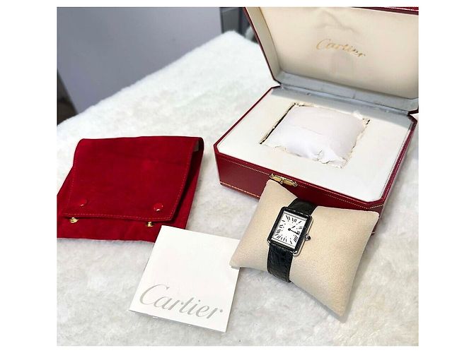Cartier Relógio Steel Tank Solo com pulseira de couro Multicor - vista 6