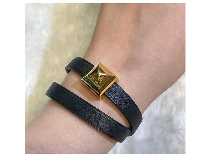 Hermès Bracciale Medor Double Tour Black Gold Nero - vista 2