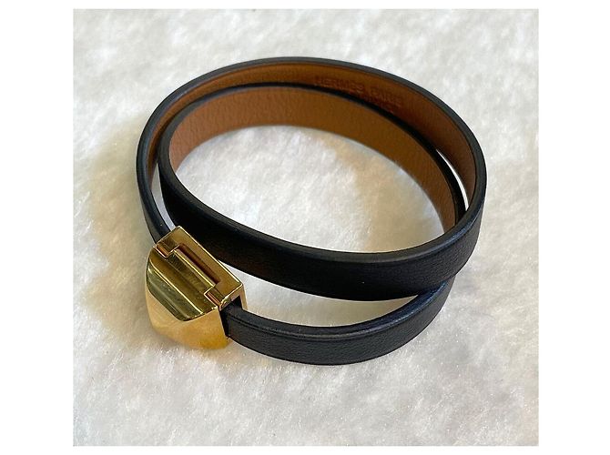 Hermès Bracciale Medor Double Tour Black Gold Nero - vista 3