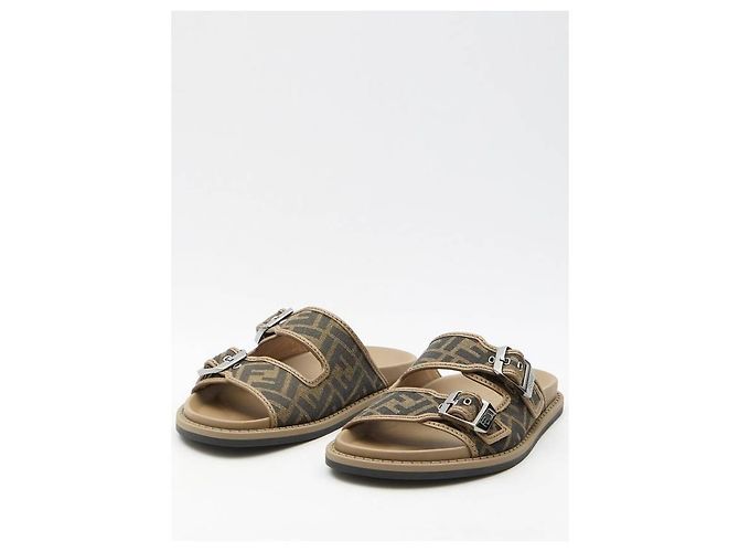 Fendi Sandali in tessuto AJZF Marrone - vista 5