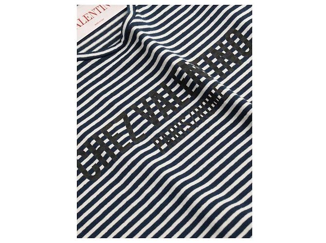 Valentino Cotton Linen Jersey Short Sleeve T-Shirt Blue - view 5