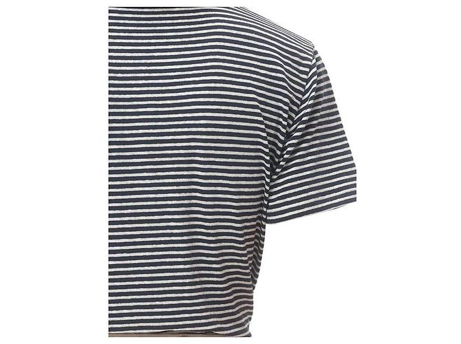 Valentino Cotton Linen Jersey Short Sleeve T-Shirt Blue - view 6