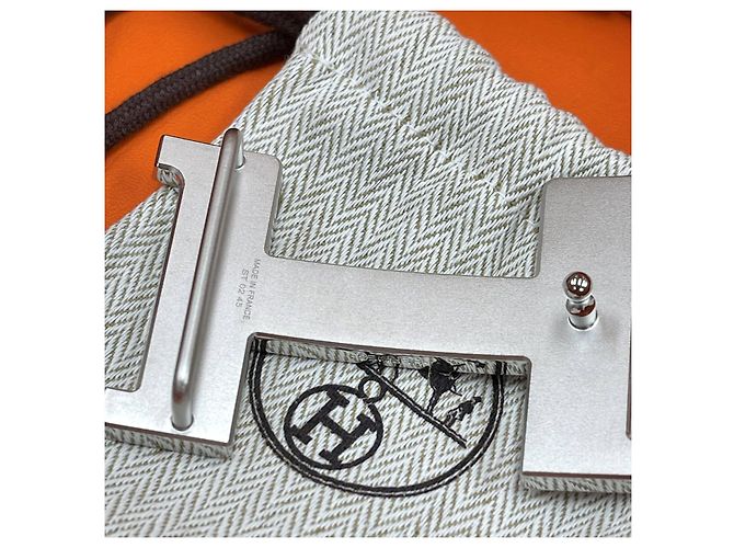Hermès Reversible Men's Belt Navy/Orange Silver Blue - view 4