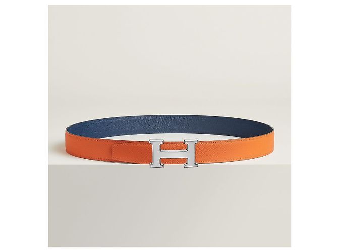 Hermès Reversible Men's Belt Navy/Orange Silver Blue - view 8