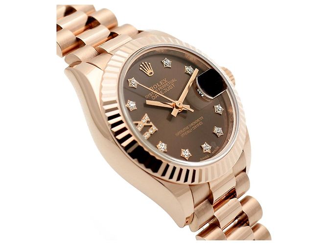 Rolex Relógio Datejust de ouro rosa com mostrador chocolate e estrelas de diamantes para mulher - vista 10