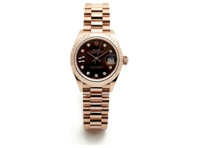 Rolex Relógio Datejust de ouro rosa com mostrador chocolate e estrelas de diamantes para mulher - vista 12