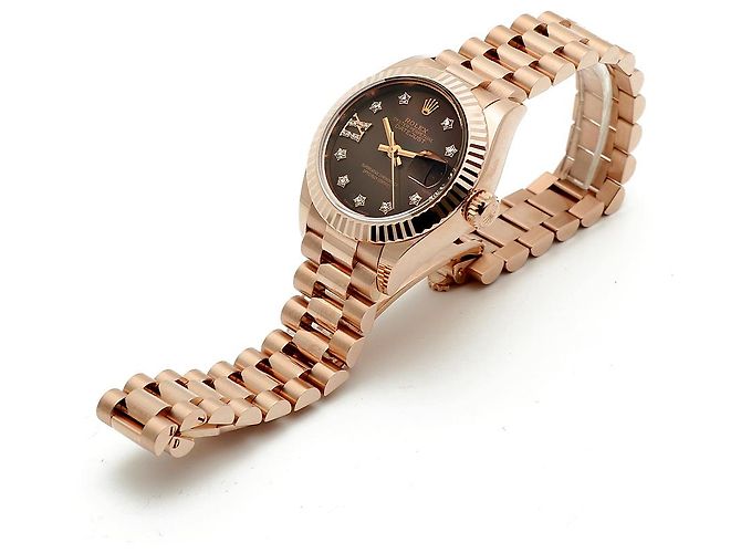 Rolex Relógio Datejust de ouro rosa com mostrador chocolate e estrelas de diamantes para mulher - vista 14