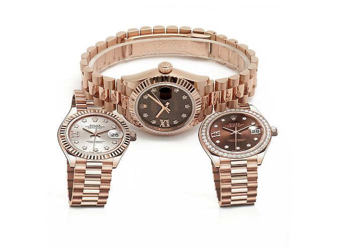 Rolex Relógio Datejust de ouro rosa com mostrador chocolate e estrelas de diamantes para mulher - vista 17