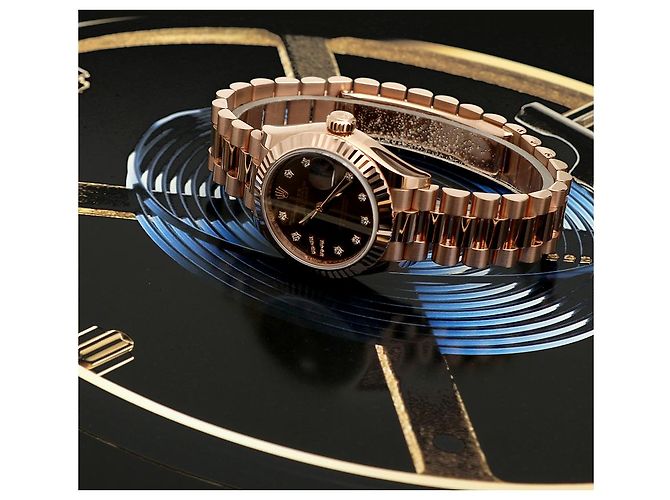 Rolex Relógio Datejust de ouro rosa com mostrador chocolate e estrelas de diamantes para mulher - vista 18
