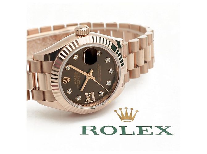 Rolex Relógio Datejust de ouro rosa com mostrador chocolate e estrelas de diamantes para mulher - vista 19