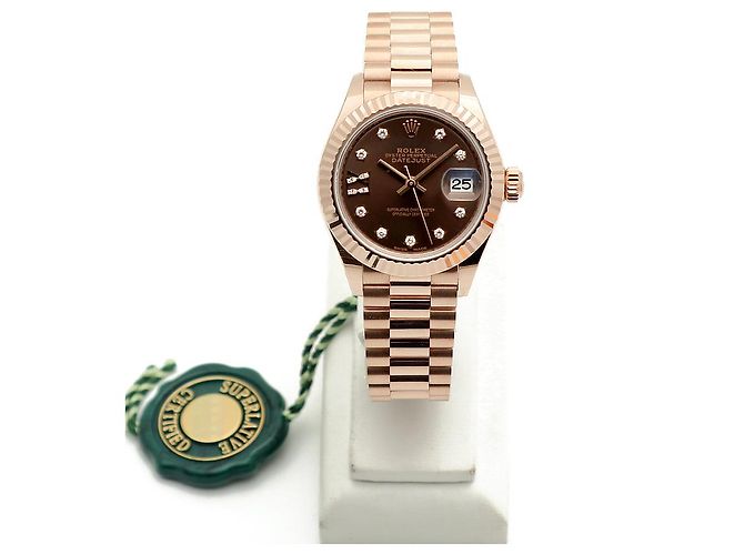 Rolex Relógio Datejust de ouro rosa com mostrador chocolate e estrelas de diamantes para mulher - vista 2