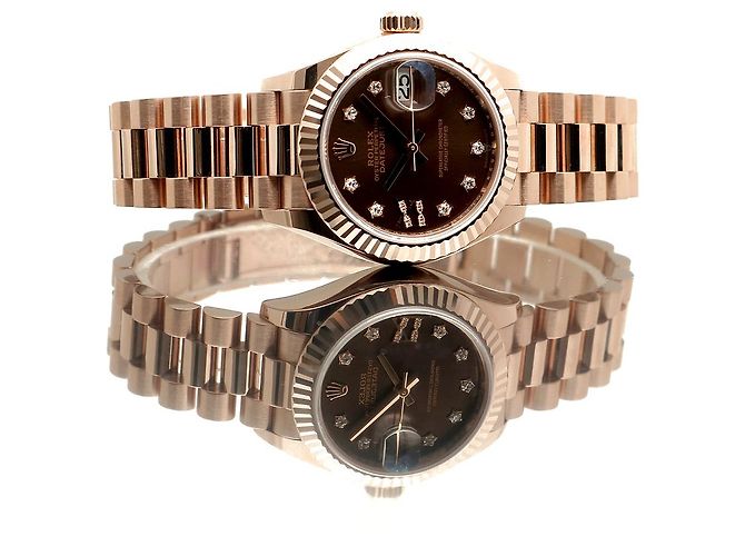 Rolex Relógio Datejust de ouro rosa com mostrador chocolate e estrelas de diamantes para mulher - vista 22