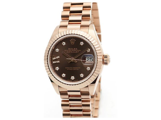 Rolex Relógio Datejust de ouro rosa com mostrador chocolate e estrelas de diamantes para mulher - vista 6