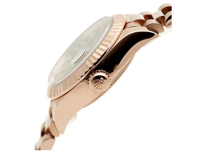 Rolex Relógio Datejust de ouro rosa com mostrador chocolate e estrelas de diamantes para mulher - vista 8