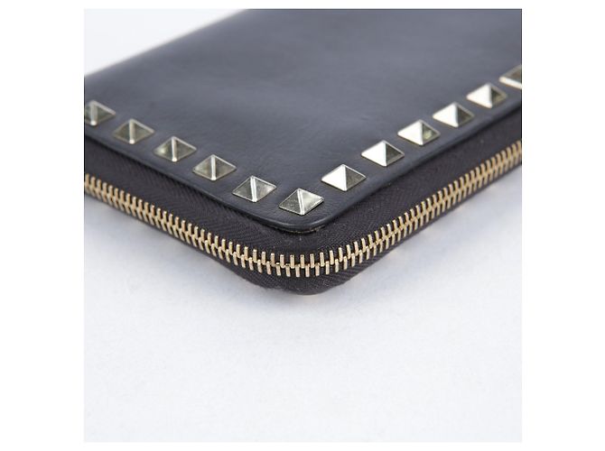 Valentino Portafoglio lungo con zip in pelle nera Rockstud - vista 12