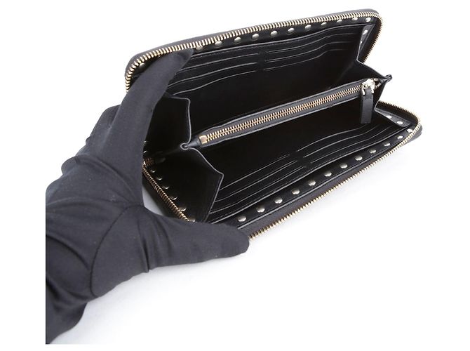 Valentino Portafoglio lungo con zip in pelle nera Rockstud - vista 14