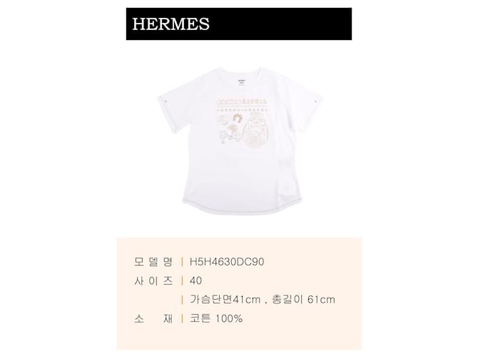 Hermès Bedrucktes Micro-T-Shirt Weiß - Ansicht 2