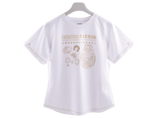 Hermès Bedrucktes Micro-T-Shirt Weiß - Ansicht 3
