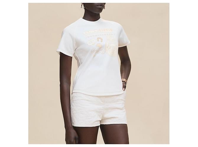 Hermès Bedrucktes Micro-T-Shirt Weiß - Ansicht 5