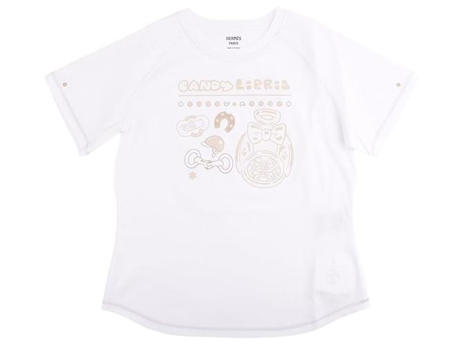 Hermès Bedrucktes Micro-T-Shirt Weiß - Ansicht 9