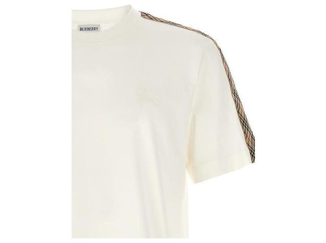Burberry Baumwoll-T-Shirt mit Karoe-Besatz Weiß - Ansicht 6