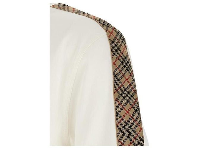Burberry Baumwoll-T-Shirt mit Karoe-Besatz Weiß - Ansicht 7
