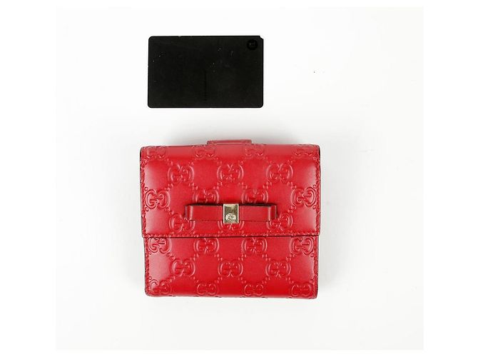 Gucci Roter Sima Ledergeldbörse mit Schleife - Ansicht 10