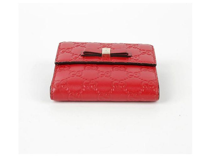 Gucci Roter Sima Ledergeldbörse mit Schleife - Ansicht 4