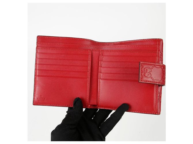 Gucci Roter Sima Ledergeldbörse mit Schleife - Ansicht 8